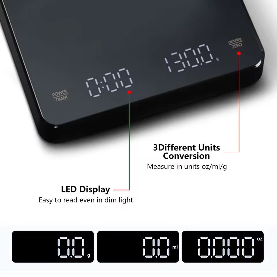 Digital kjøkkenvekt med timer – Høy presisjon 3 kg / 0,1 g