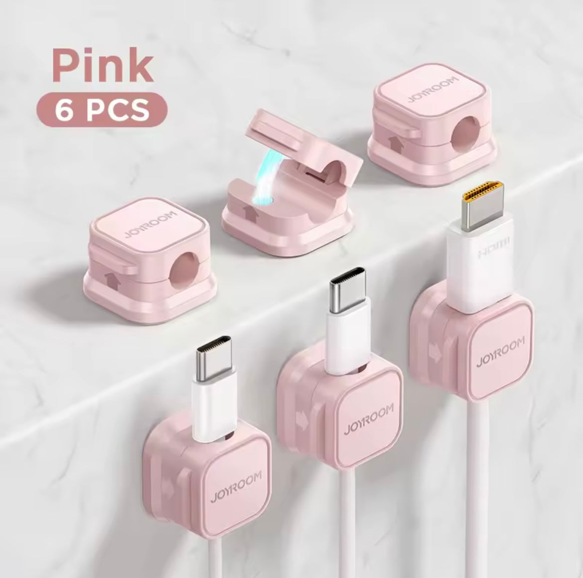 Magnetiske kabelklips – 6-pakning for skrivebord og vegg
