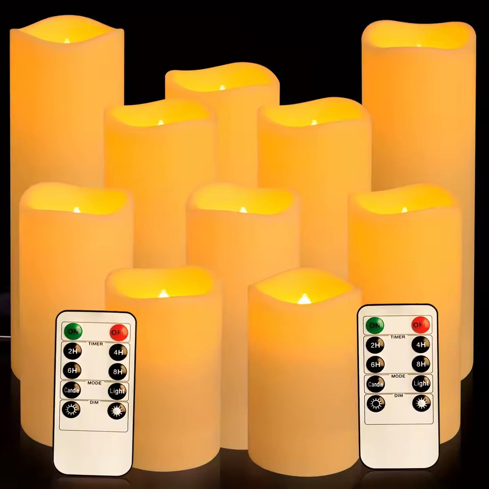 Flammeløse LED-stearinlys m/ fjernkontroll (4 eller 10 stk)